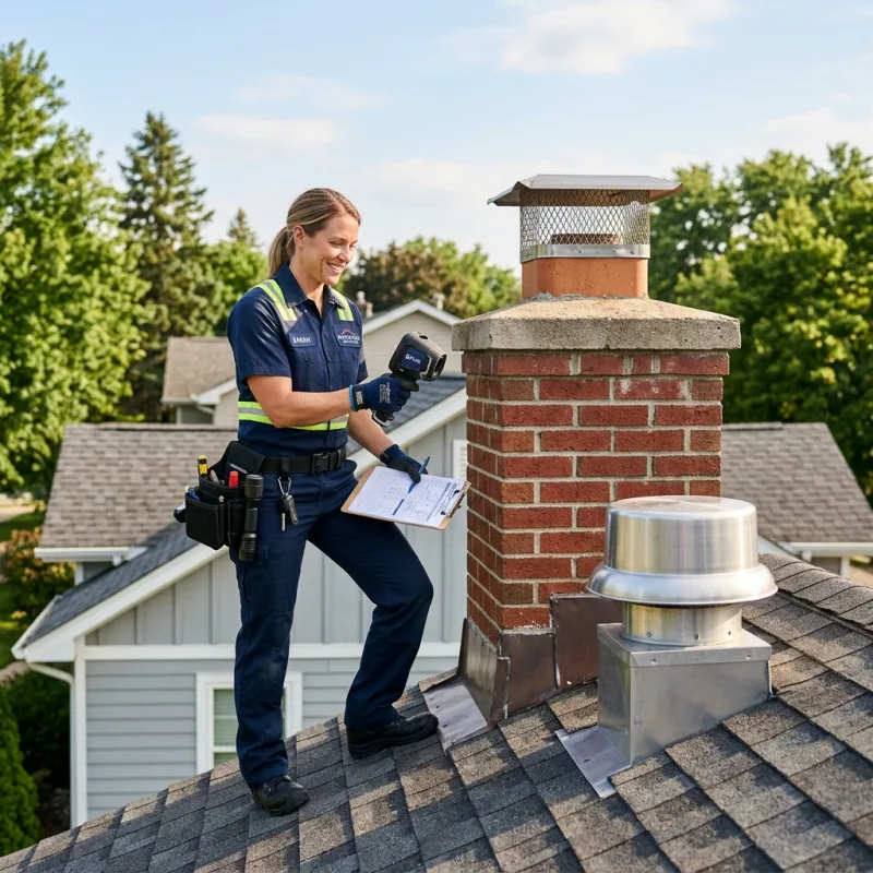 Technician inspecting a Tremont roof cavity and ductwork for a dead bird